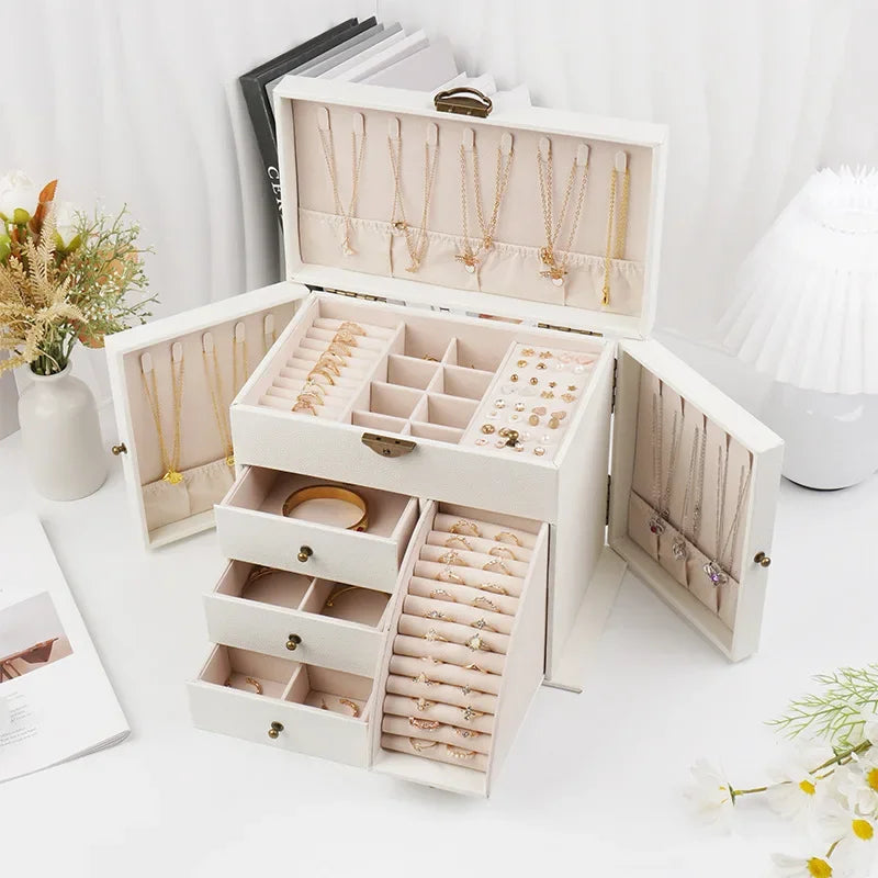 Boîte à Bijoux Grande Capacité avec Tiroirs et Compartiments