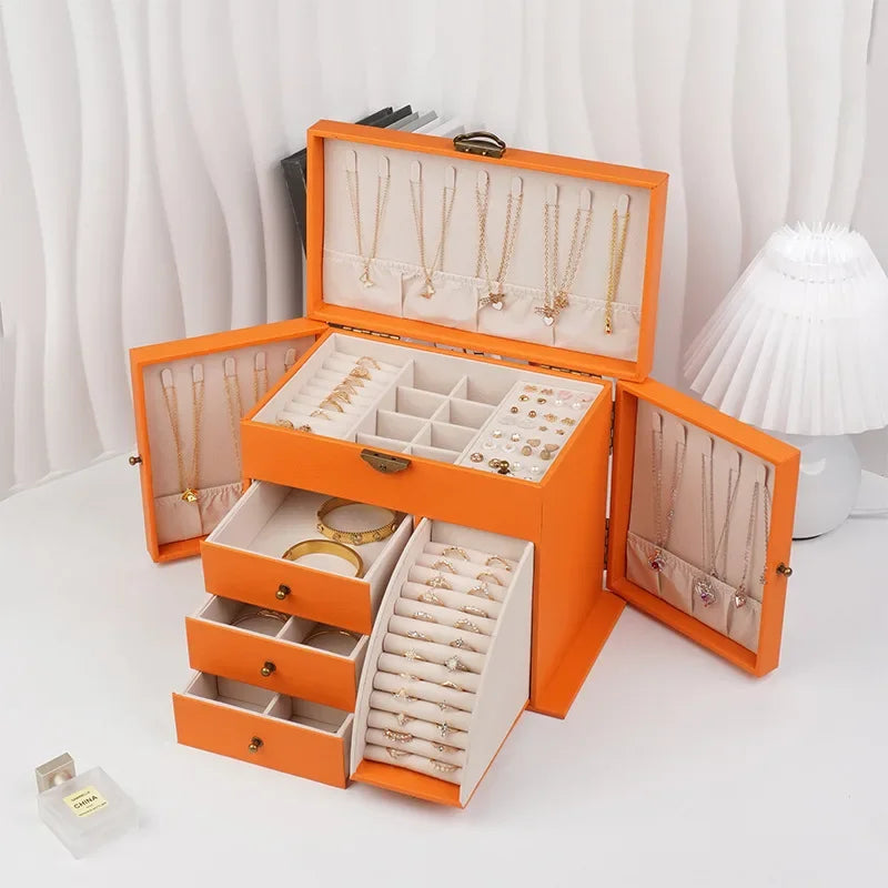 Boîte à Bijoux Grande Capacité avec Tiroirs et Compartiments