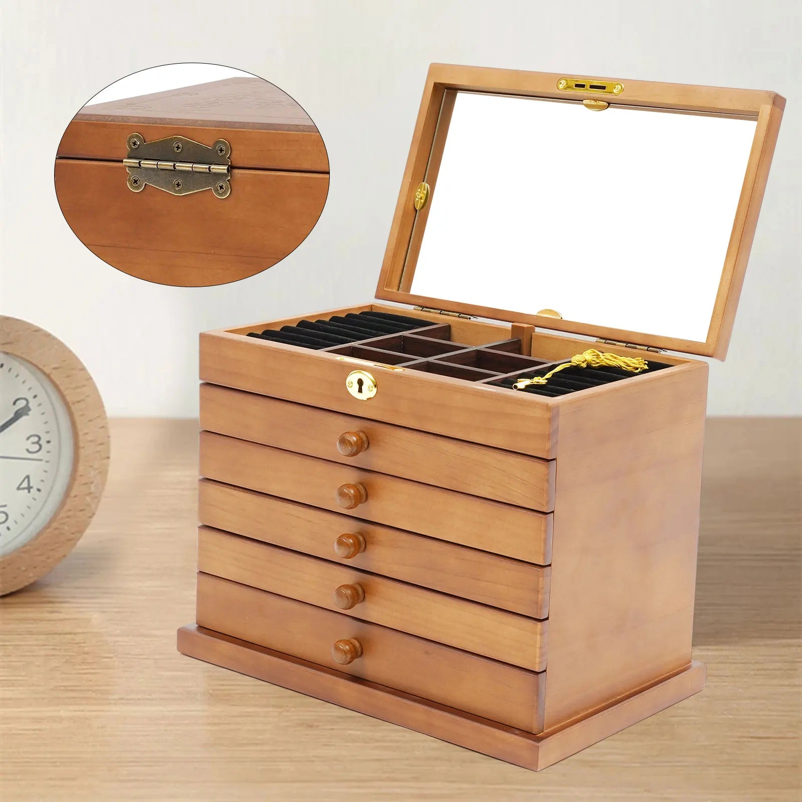 Boîte À Bijoux En Bois 6 Tiroirs