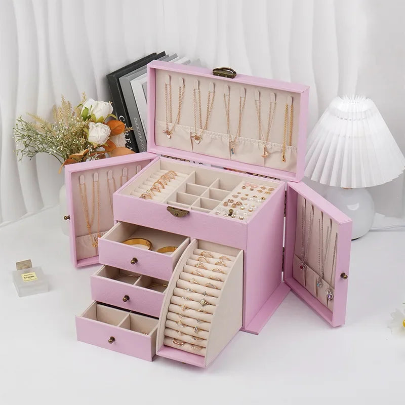 Boîte à Bijoux Grande Capacité avec Tiroirs et Compartiments