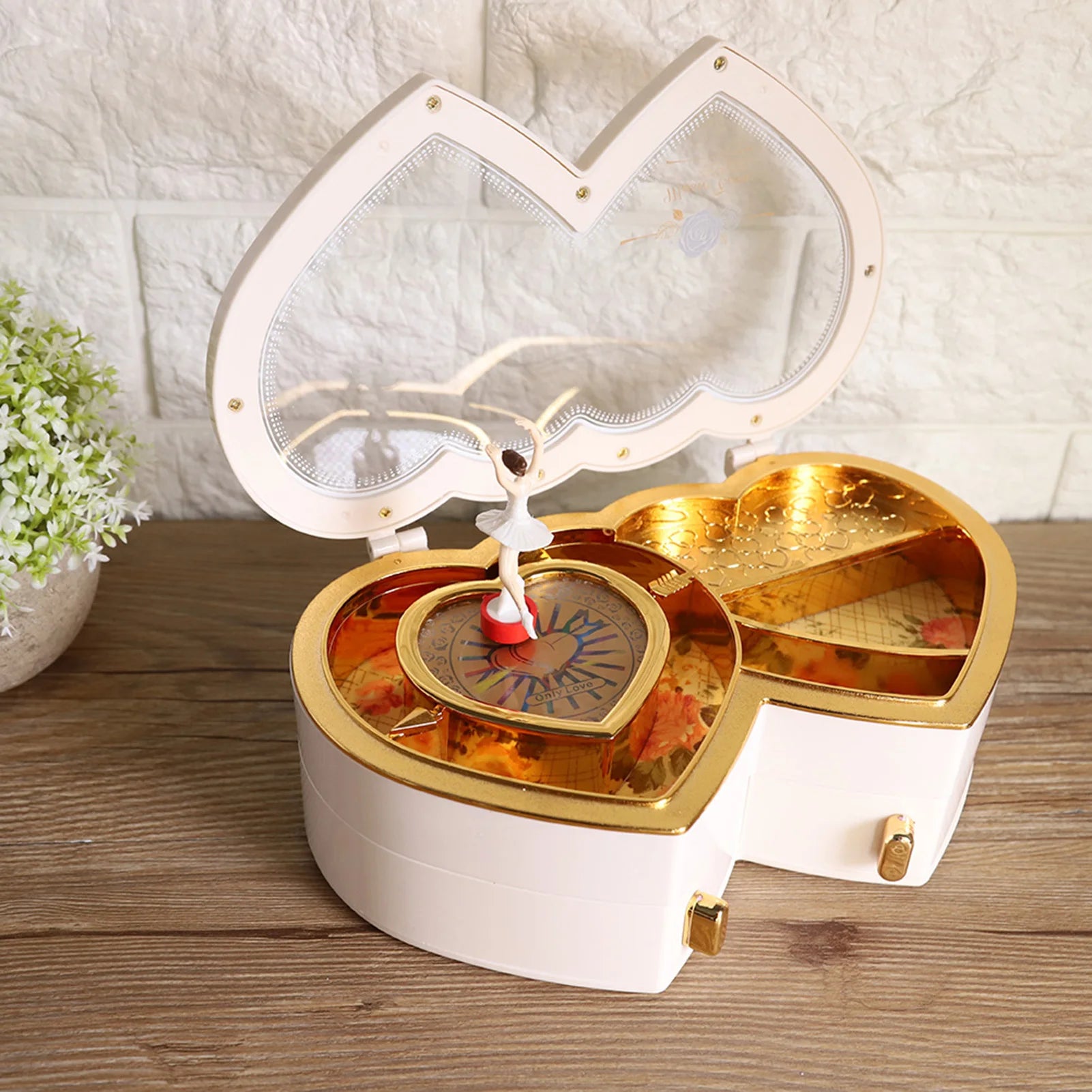 Boîte À Bijoux Coeur Musical En Bois