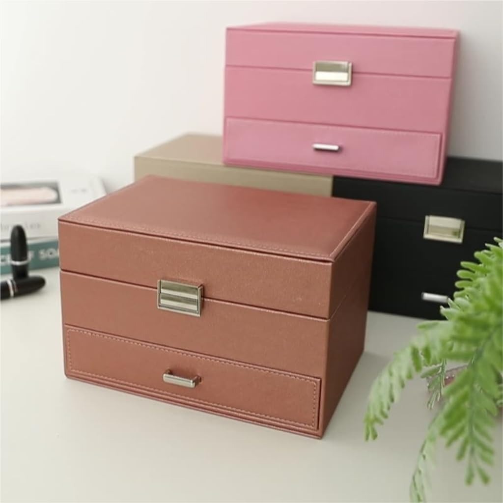 Boîte à Bijoux Multi-Rangements En Cuir