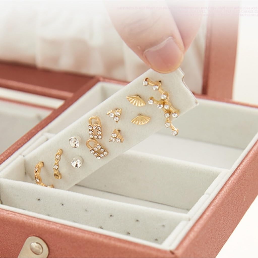 Boîte à Bijoux Multi-Rangements En Cuir