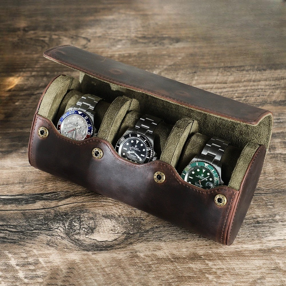 Étui à Montres Rétro En Cuir