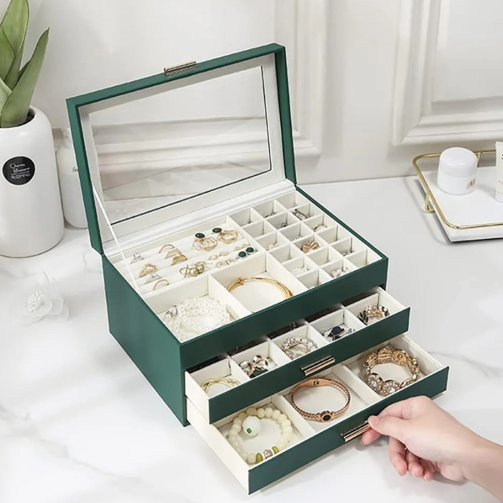 Boîte À Bijoux En Cuir 2 Tiroirs