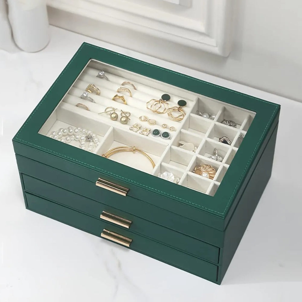 Boîte À Bijoux En Cuir 2 Tiroirs
