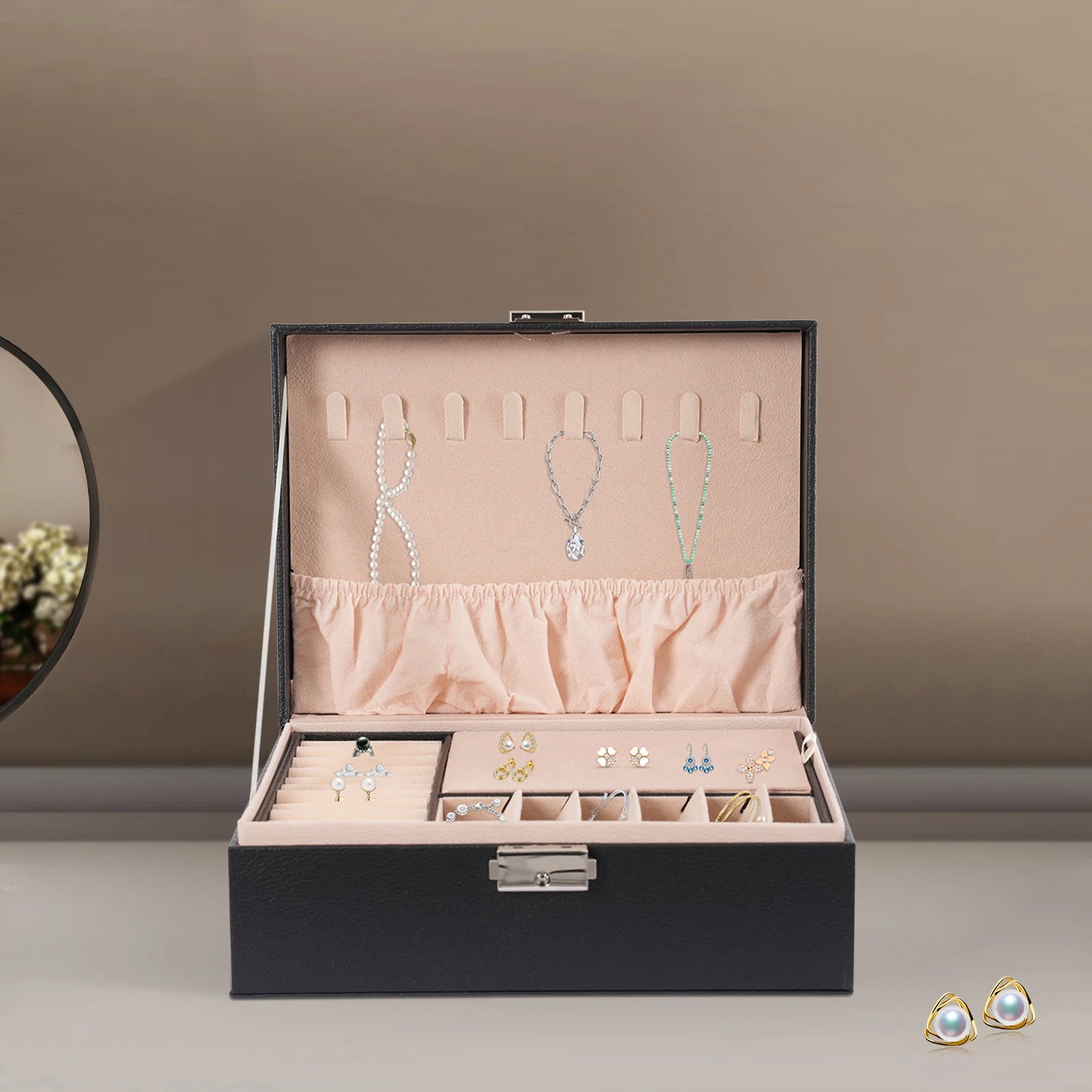 Boîte À Bijoux Cuir Noir