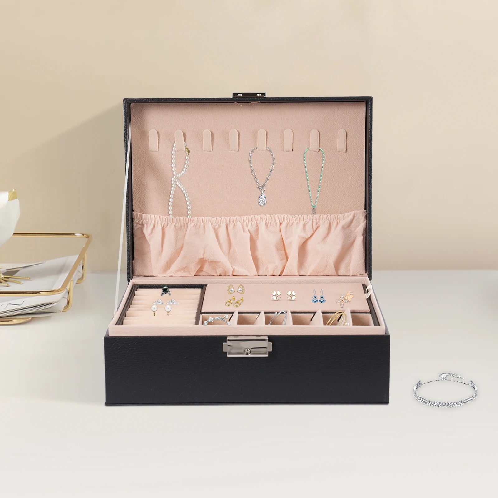 Boîte À Bijoux Cuir Noir