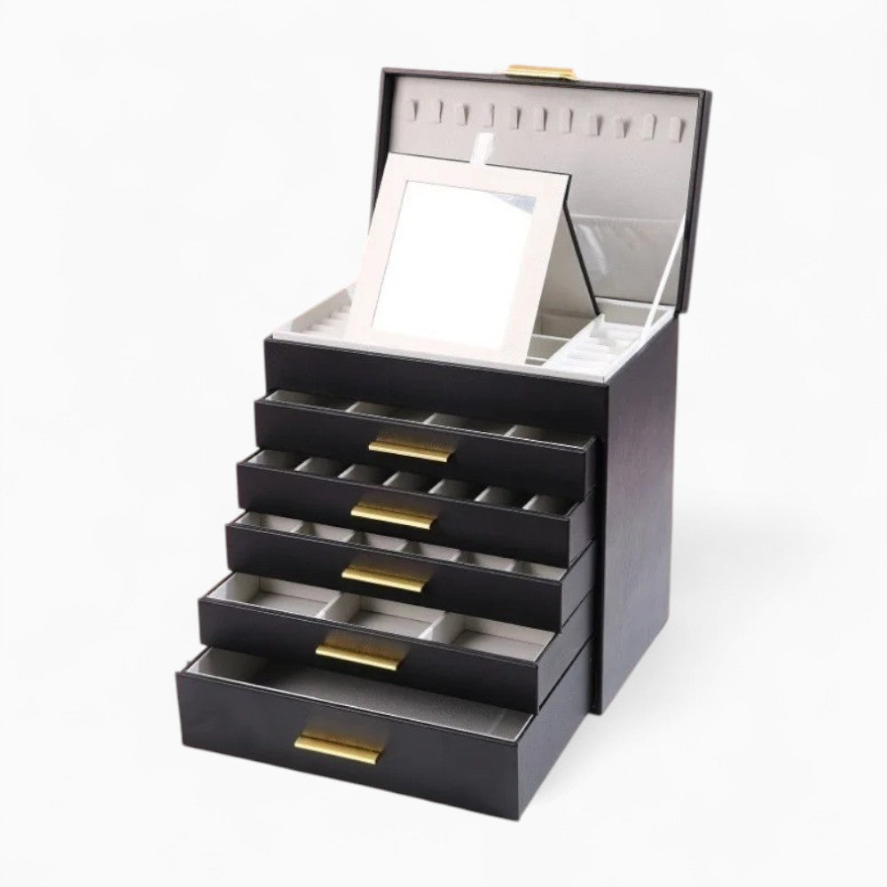 Boîte À Bijoux Avec Miroir 5 Tiroirs