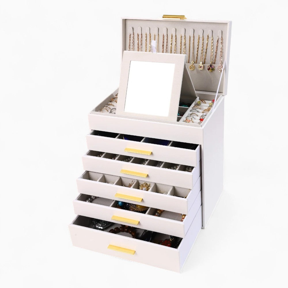 Boîte À Bijoux Avec Miroir 5 Tiroirs