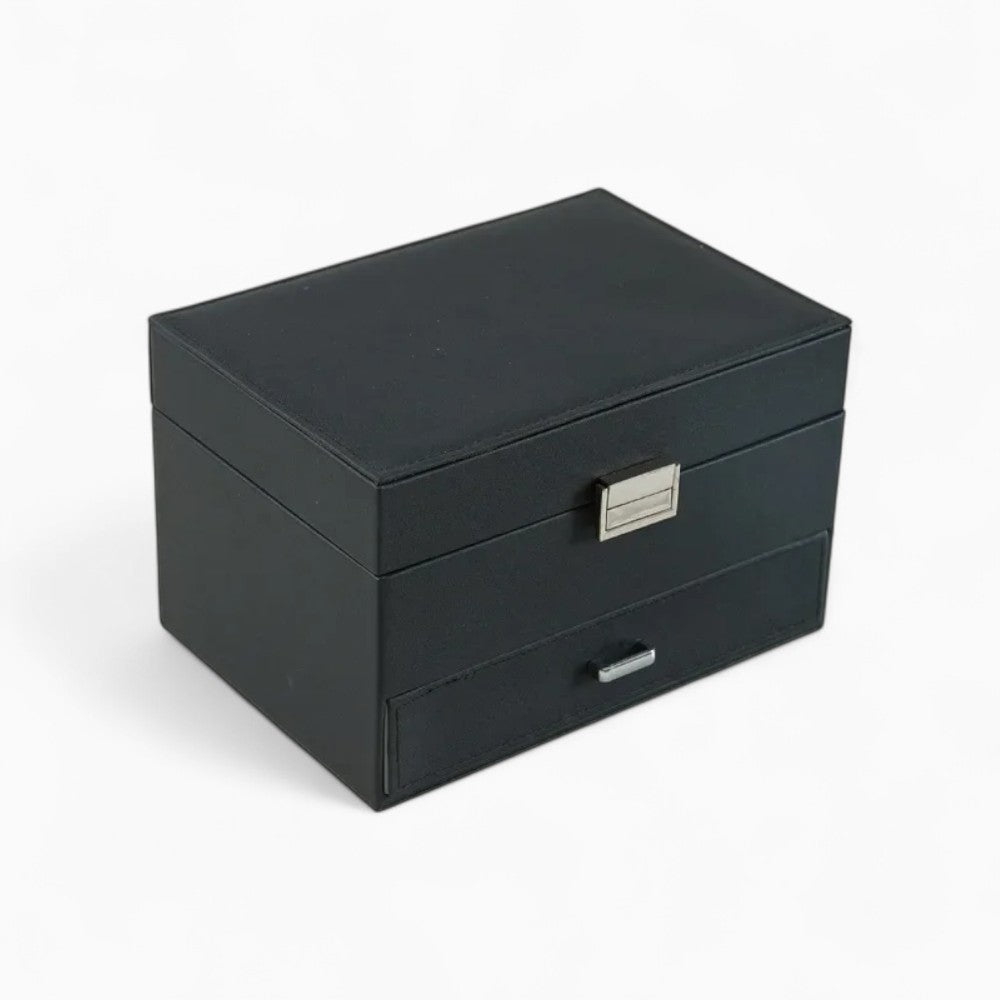 Boîte à Bijoux Multi-Rangements En Cuir