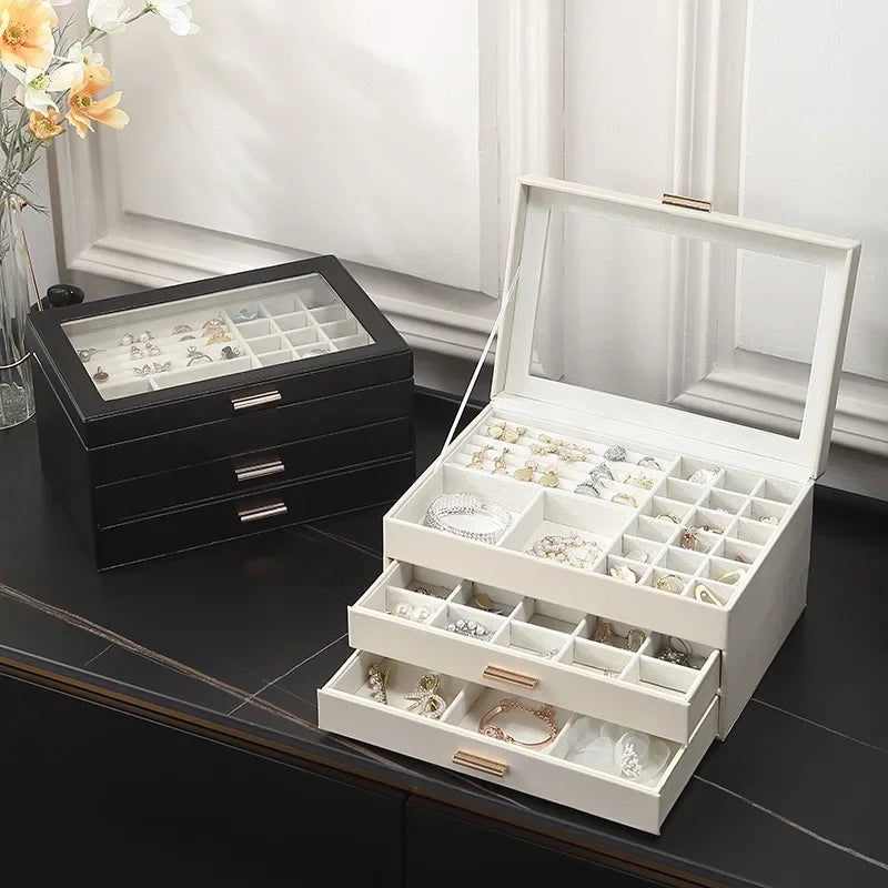 Boîte À Bijoux En Cuir 2 Tiroirs