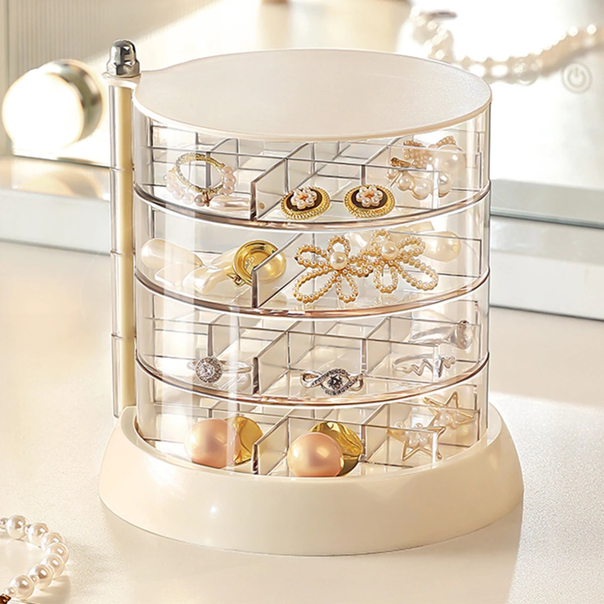 Présentoir Bijoux Rotatif Transparent Multi-Tiroirs
