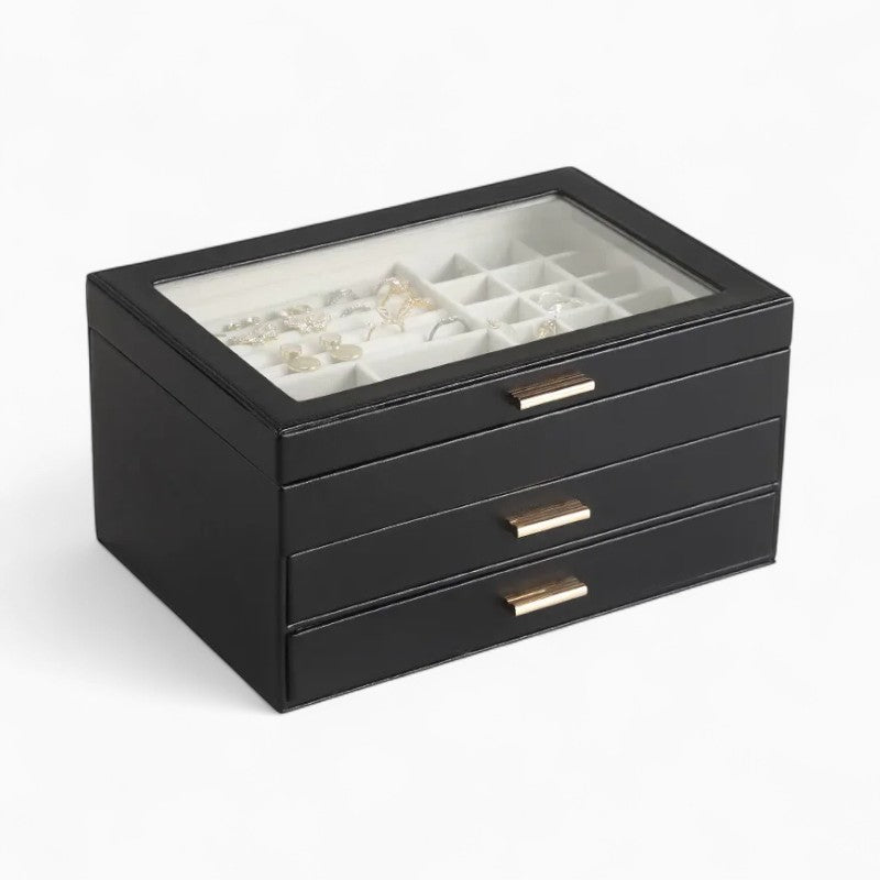 Boîte À Bijoux En Cuir 2 Tiroirs