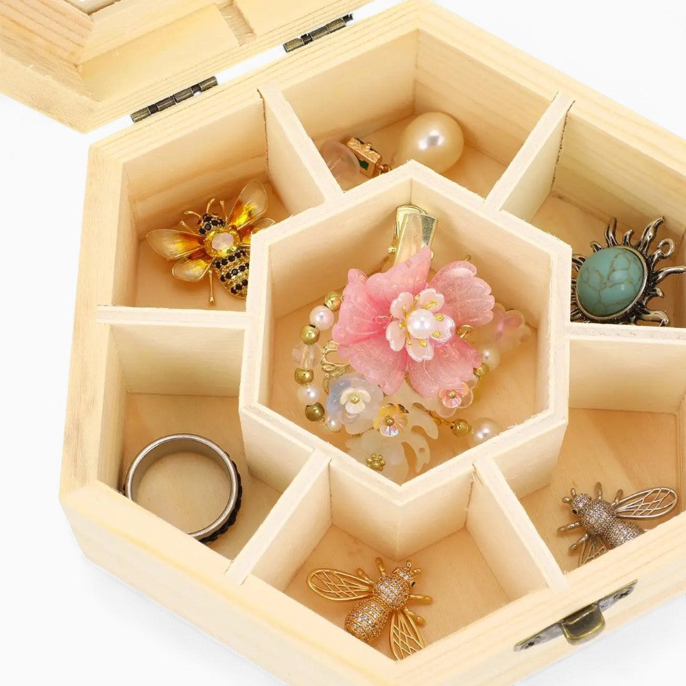 Boîte À Bijoux Hexagonale Bois
