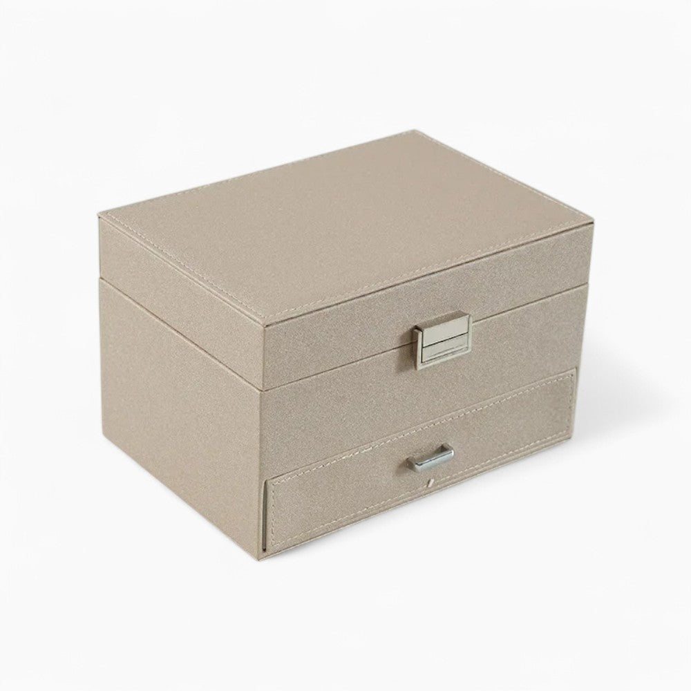 Boîte à Bijoux Multi-Rangements En Cuir