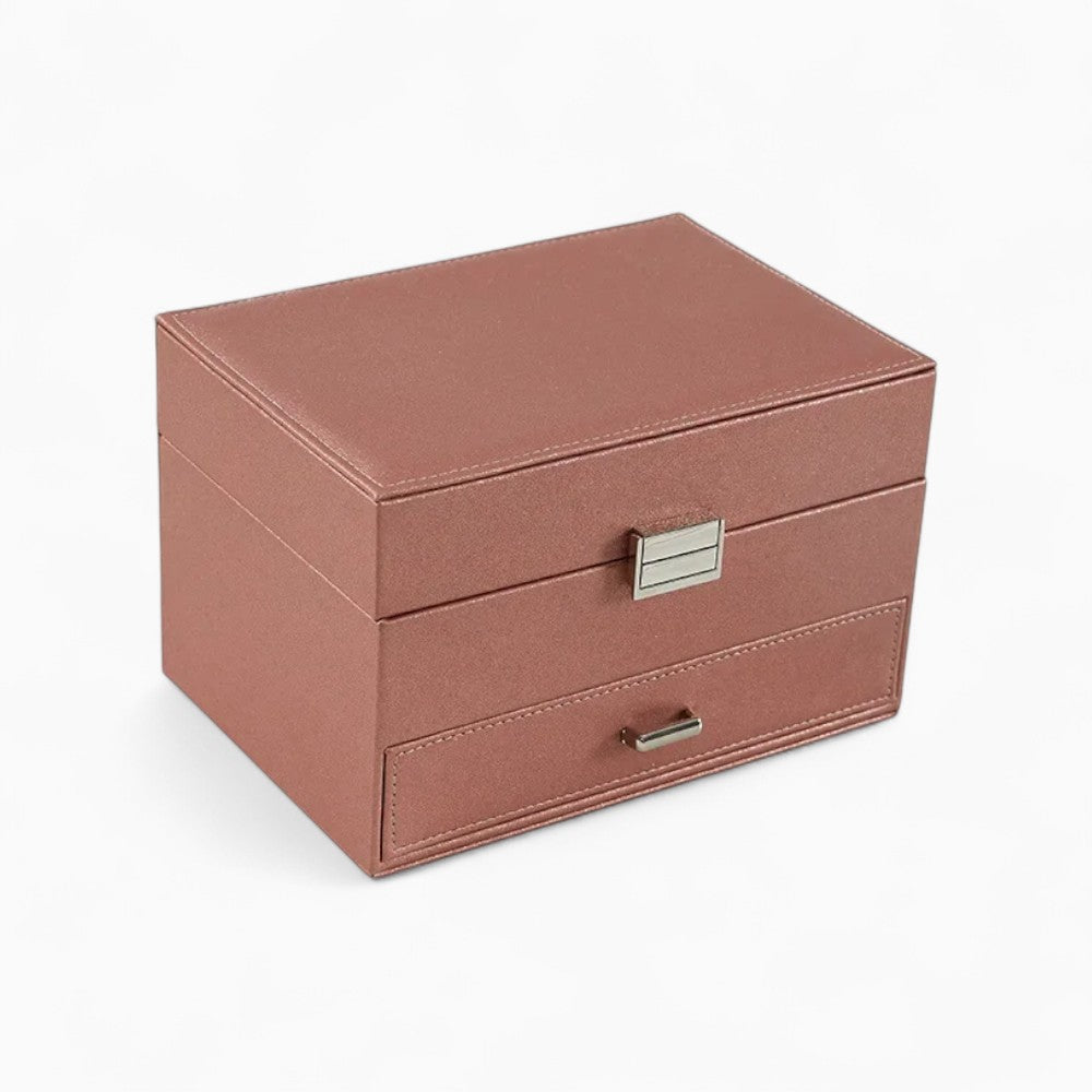 Boîte à Bijoux Multi-Rangements En Cuir