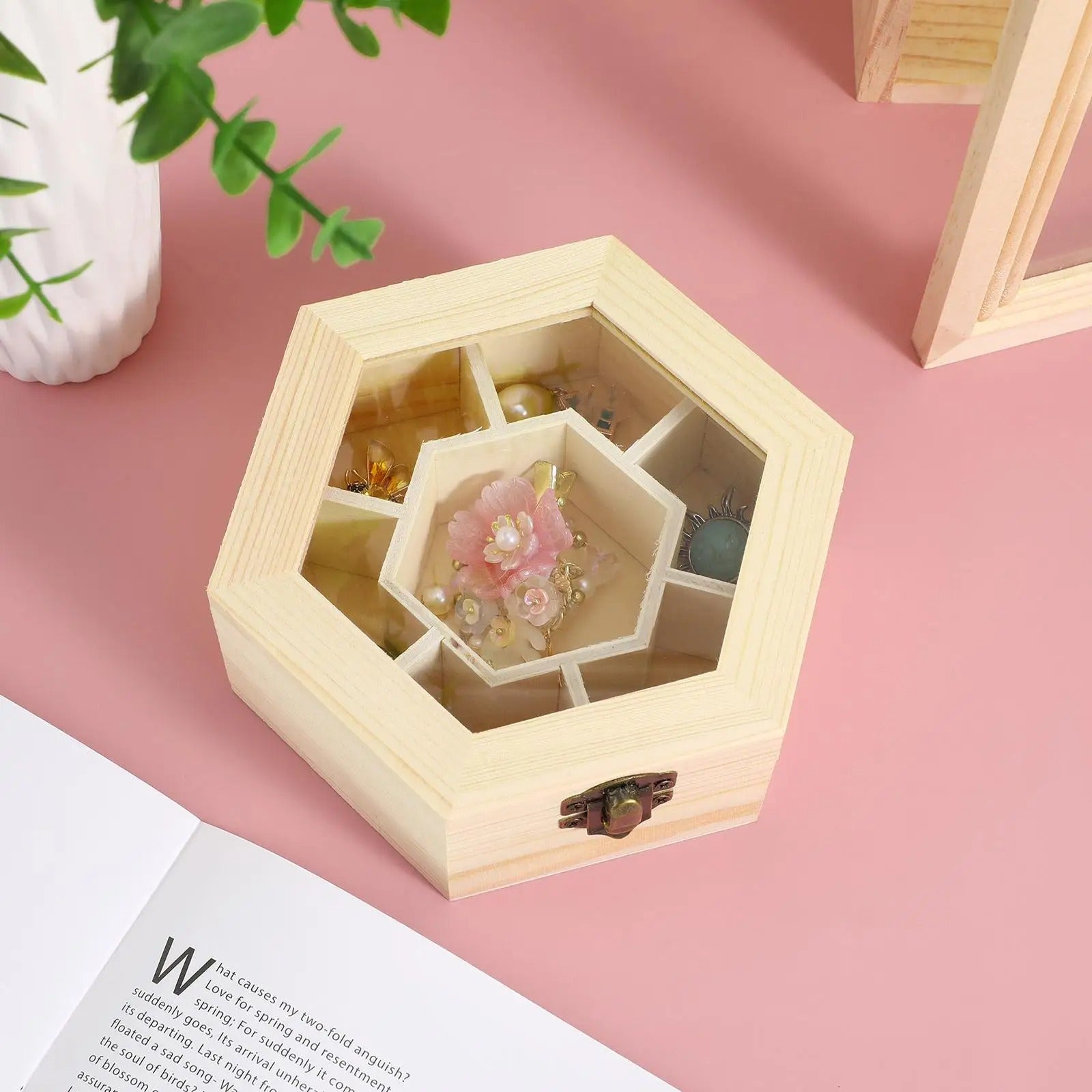Boîte À Bijoux Hexagonale Bois