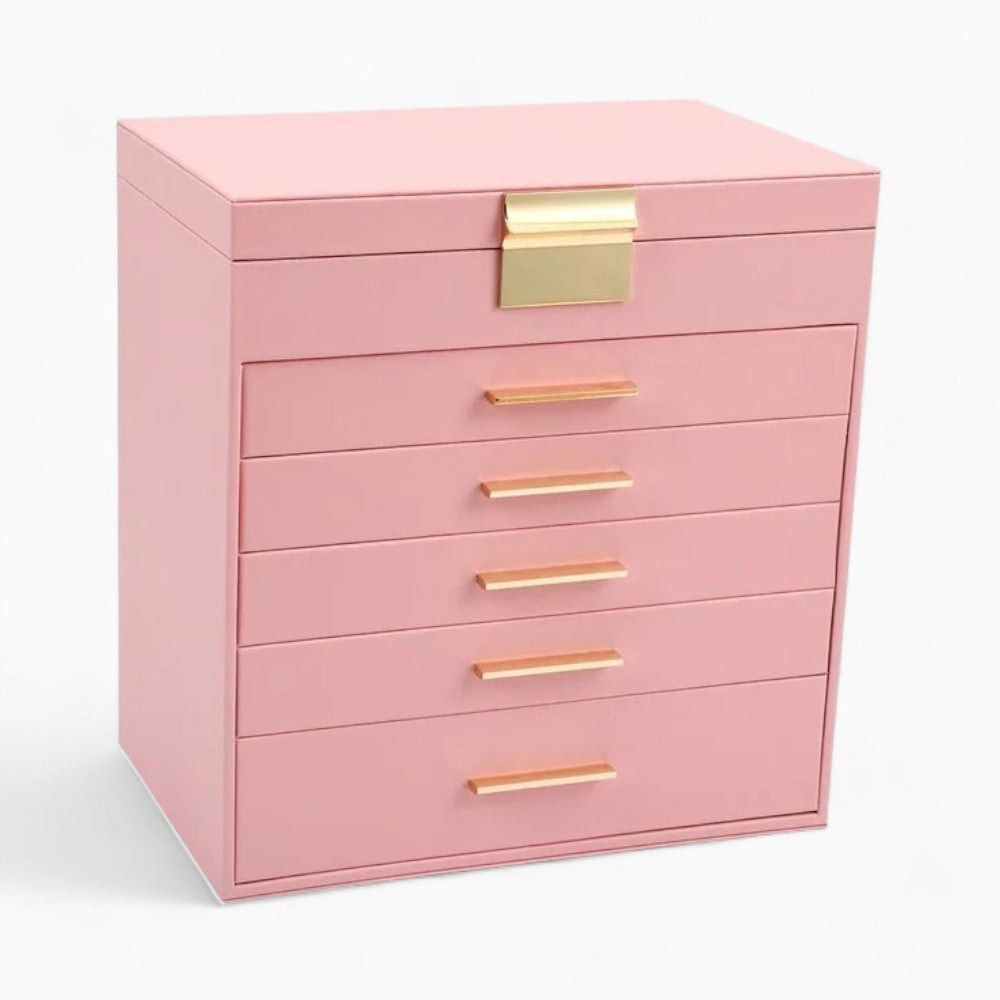 Boîte À Bijoux Avec Miroir 5 Tiroirs