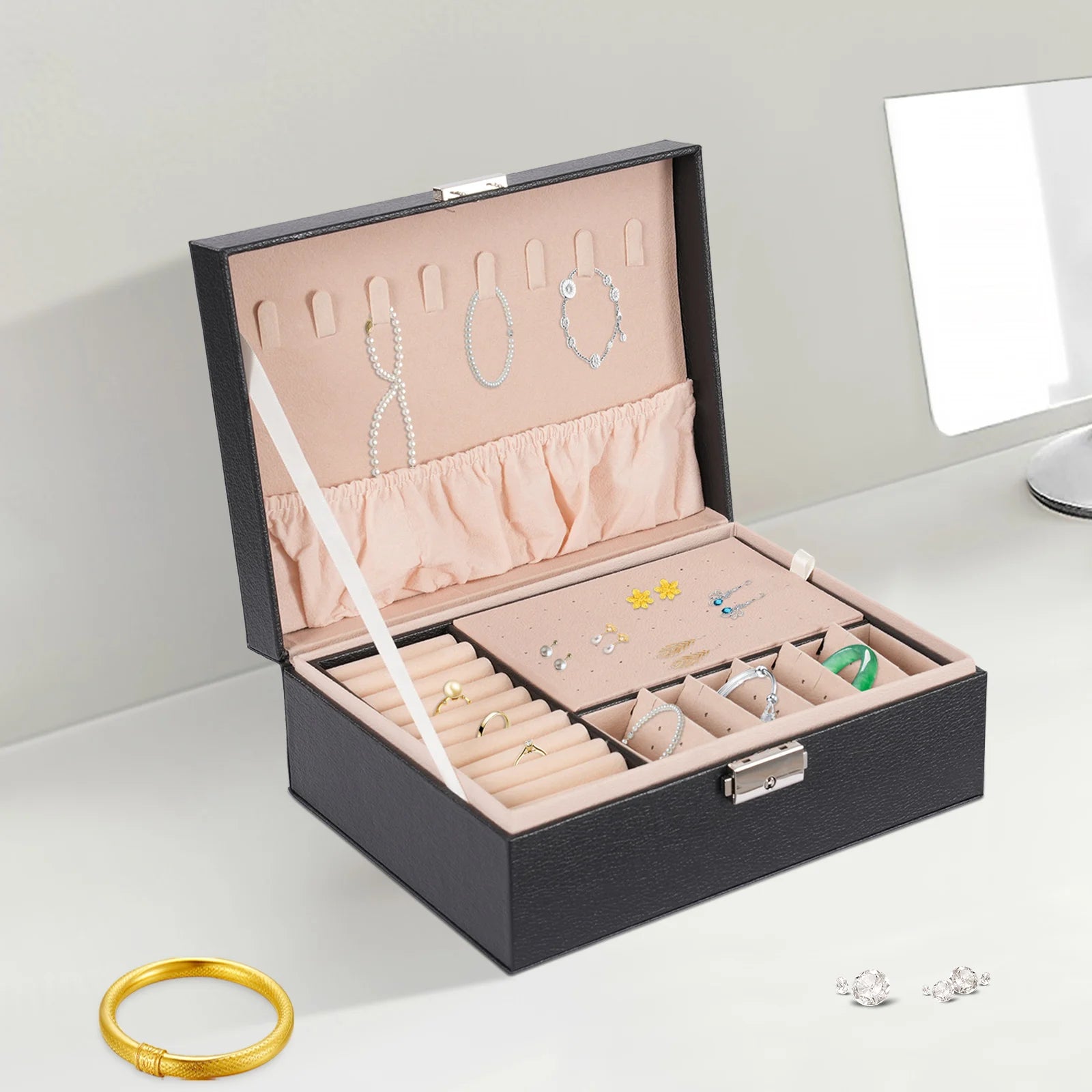 Boîte À Bijoux Cuir Noir