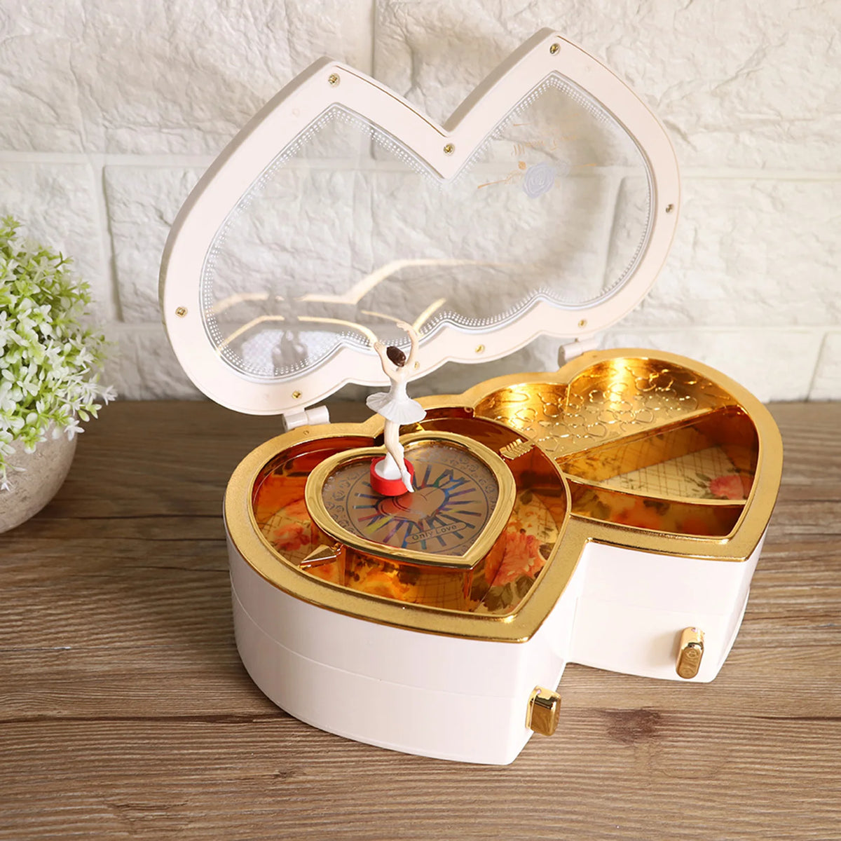 Boîte À Bijoux Coeur Musical En Bois