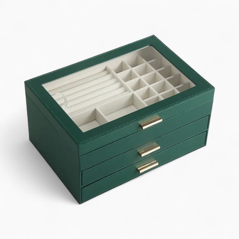 Boîte À Bijoux En Cuir 2 Tiroirs