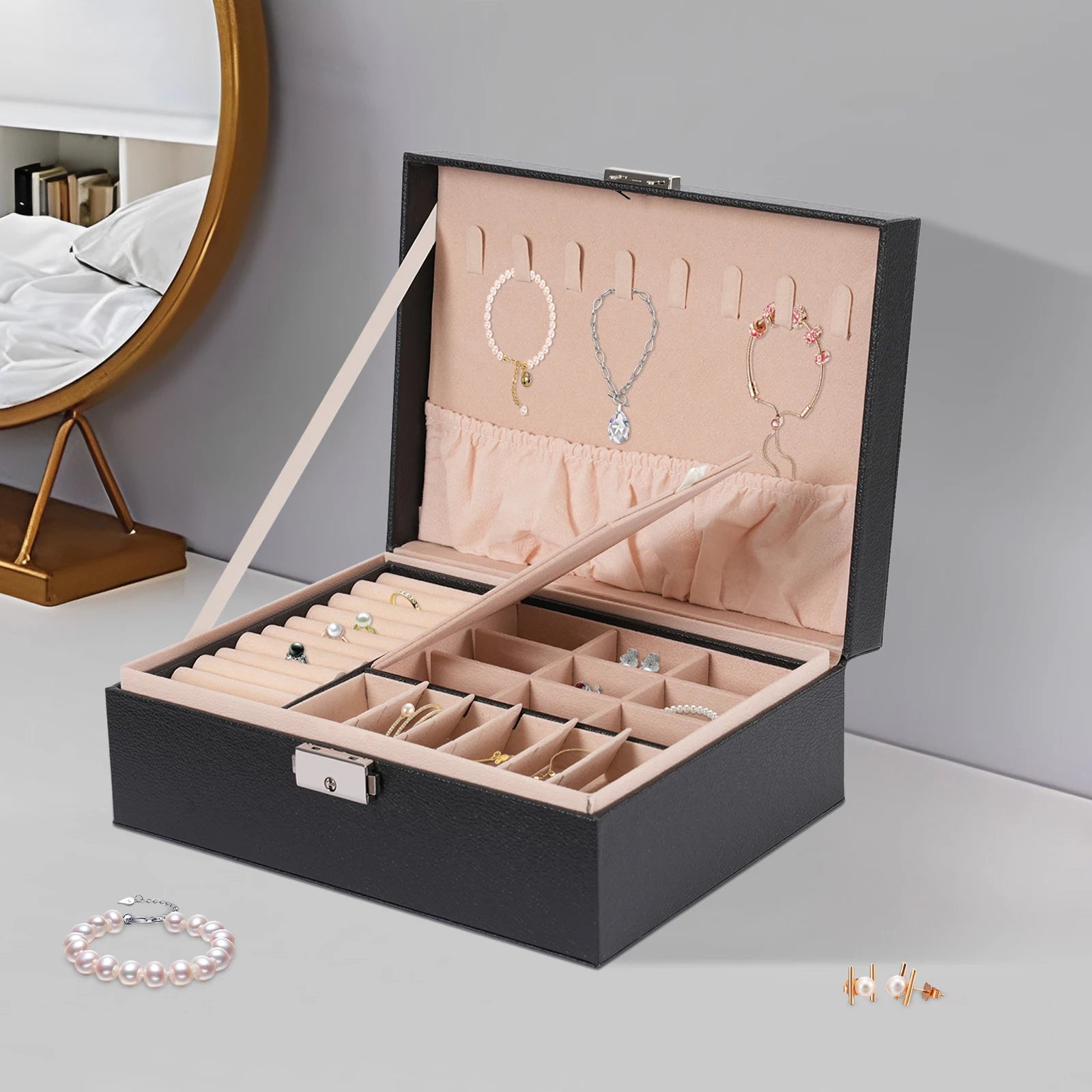 Boîte À Bijoux Cuir Noir