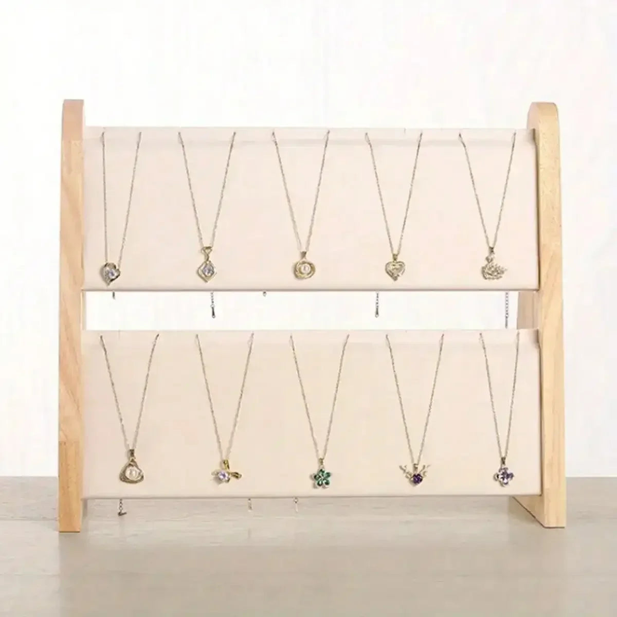 Présentoir à Colliers Double Rangée en Bois