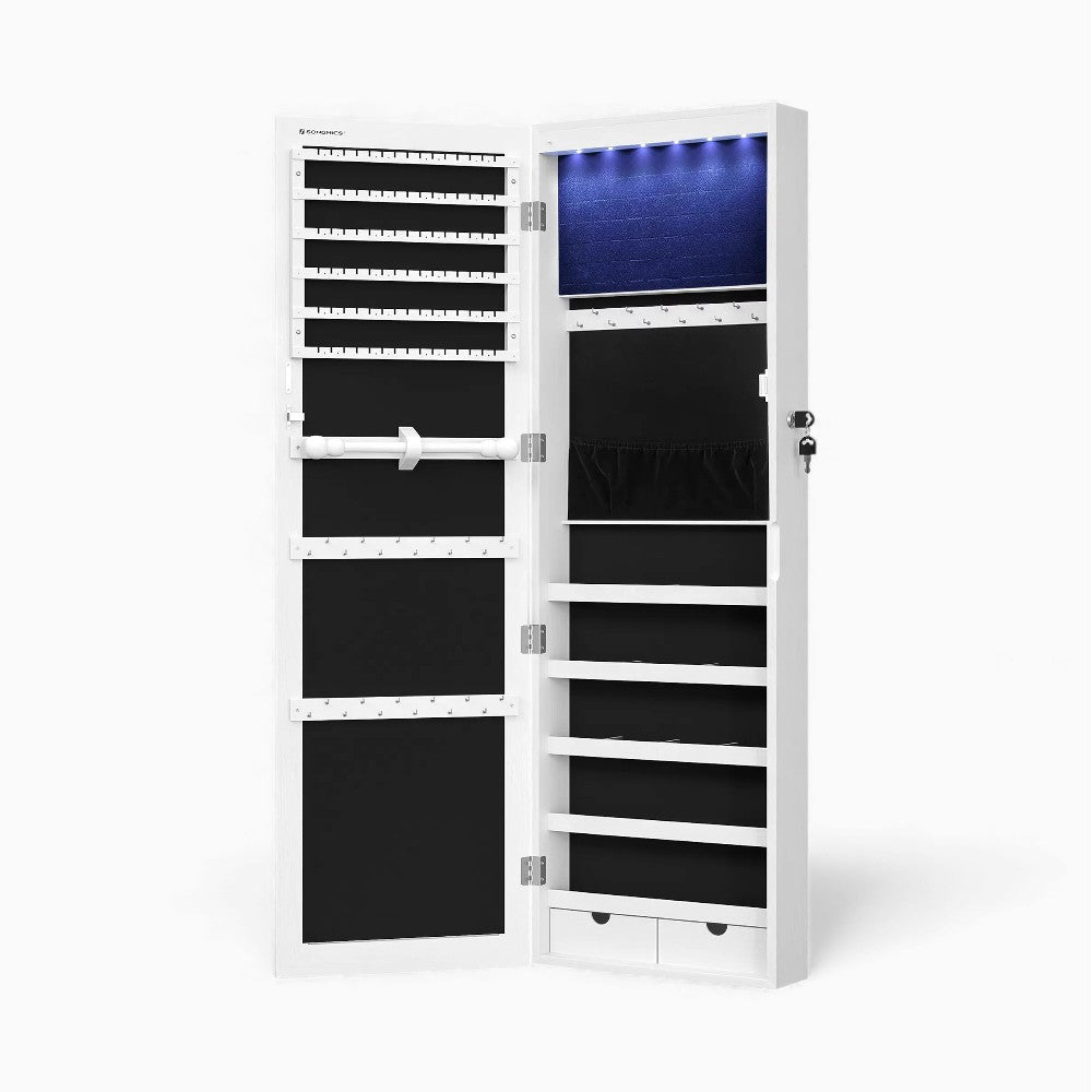 Armoire À Bijoux Murale Blanche Avec Miroir Et LED