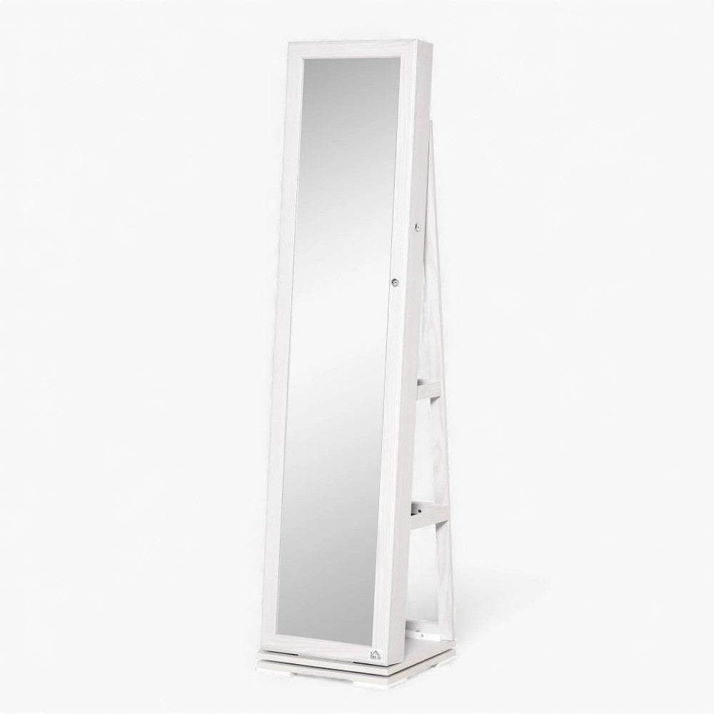 Armoire À Bijoux Blanche Sur Pied Miroir 360°