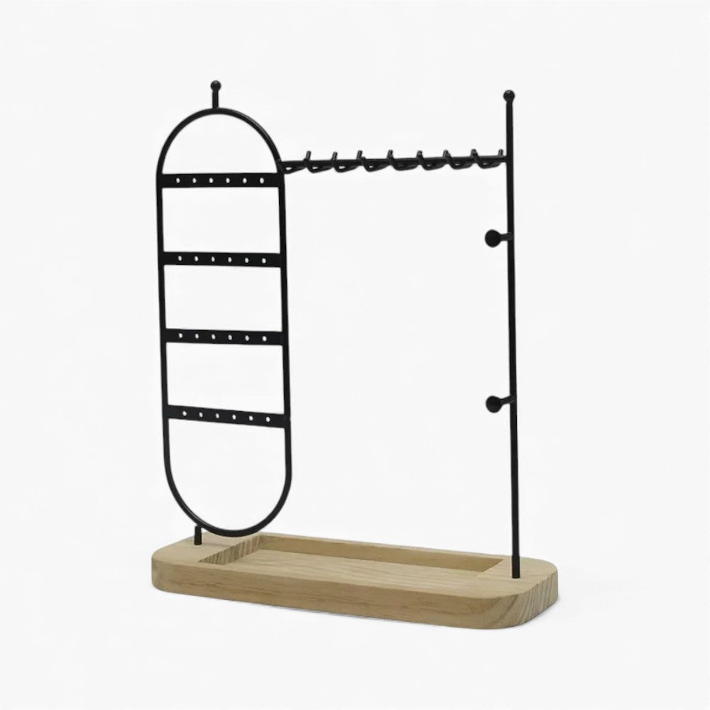 Porte-Bijoux En Métal Avec Base En Bois