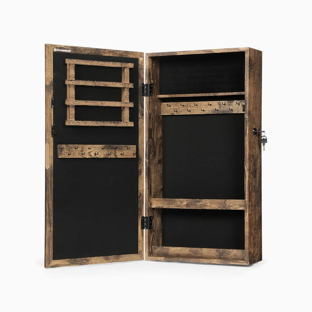 Armoire À Bijoux Murale Bois Foncé Avec Miroir