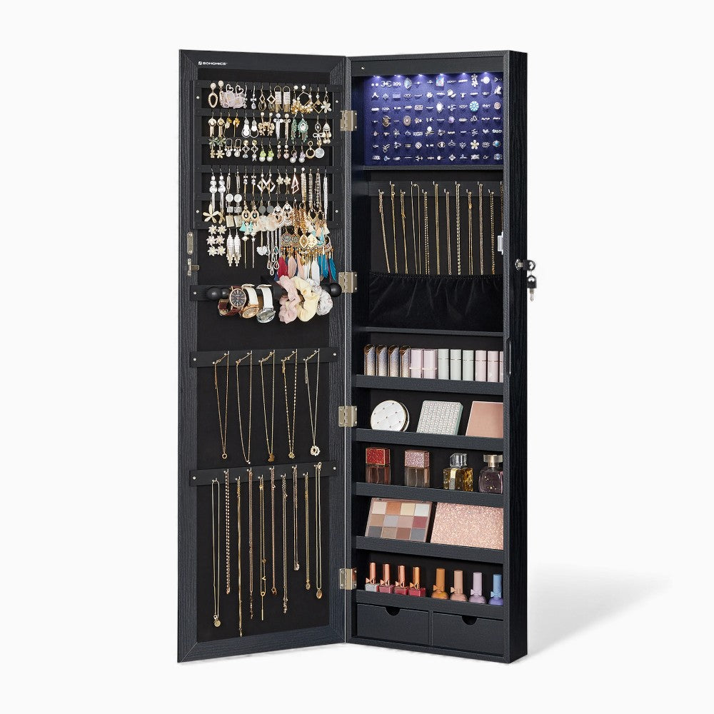 Armoire À Bijoux Murale Bois Noir Avec Miroir