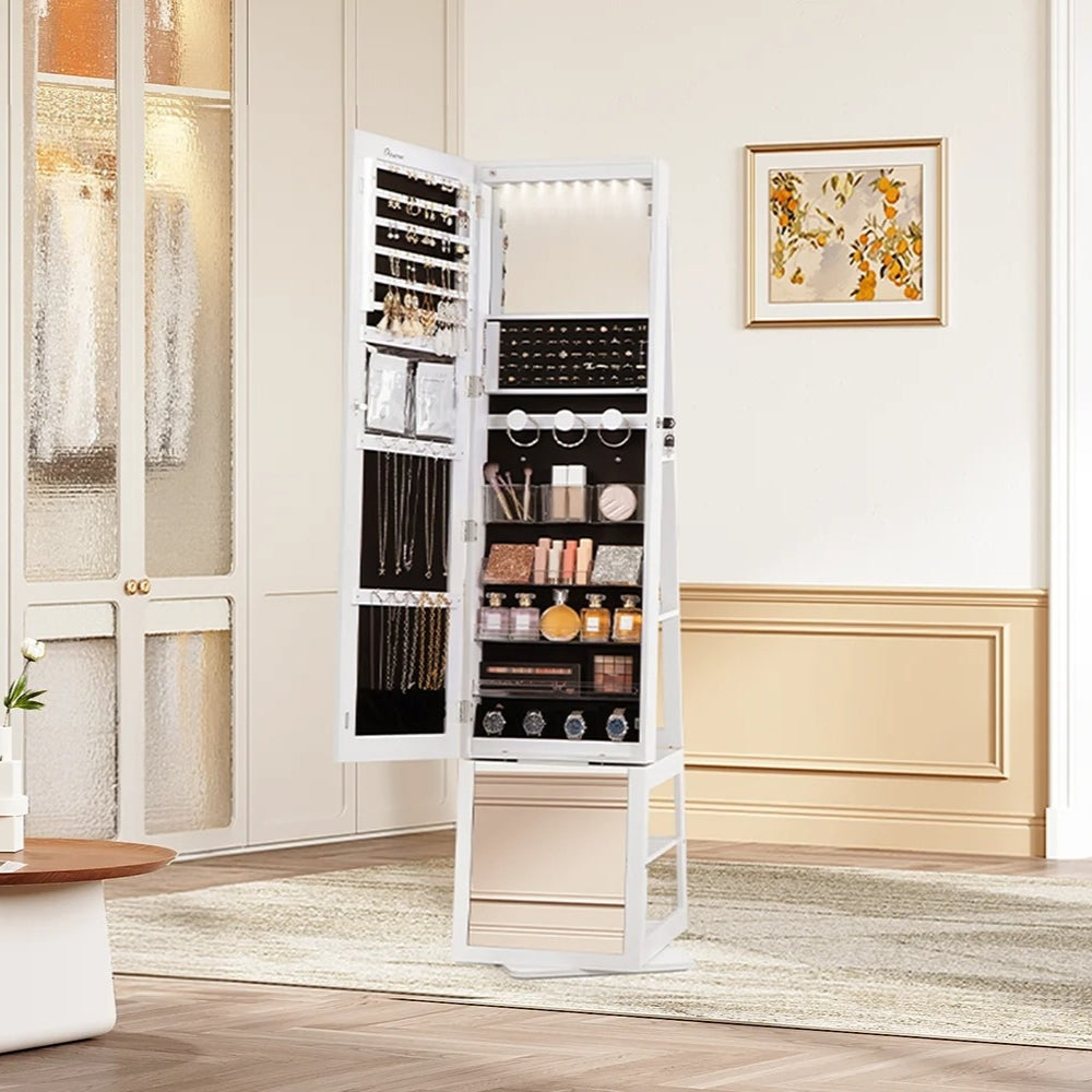 Armoire À Bijoux Sur Pied Avec Miroir Et Led