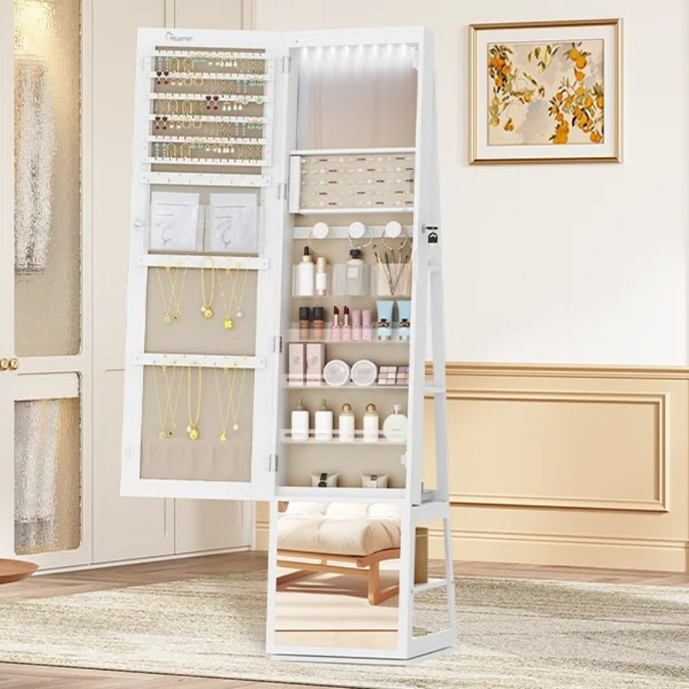 Armoire À Bijoux Sur Pied Avec Miroir Et Led