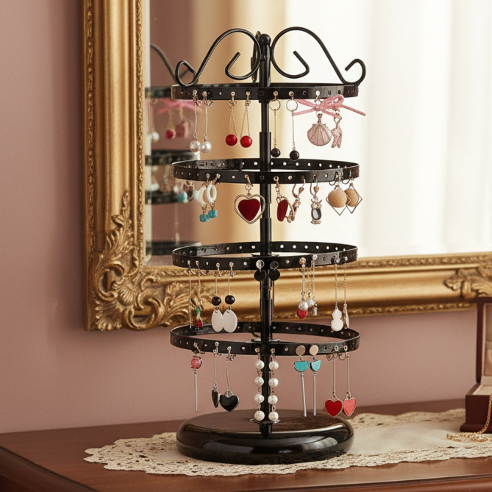 Présentoir Rotatif Boucles d’Oreilles 4 Niveaux En Métal