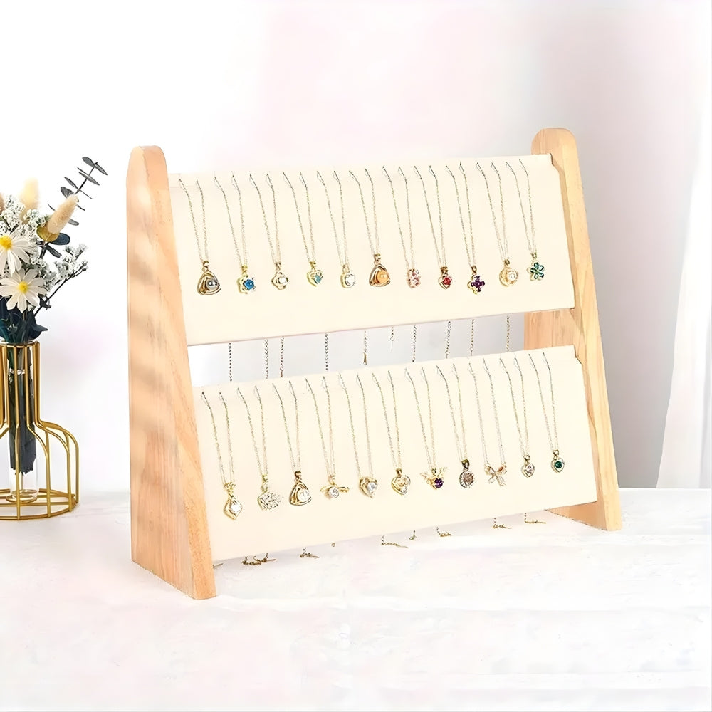 Présentoir à Colliers Double Rangée en Bois
