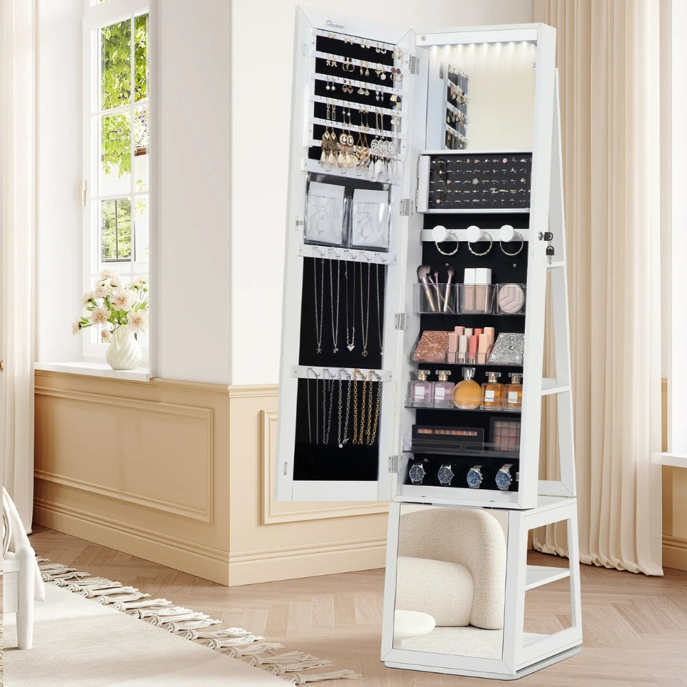 Armoire À Bijoux Sur Pied Avec Miroir Et Led