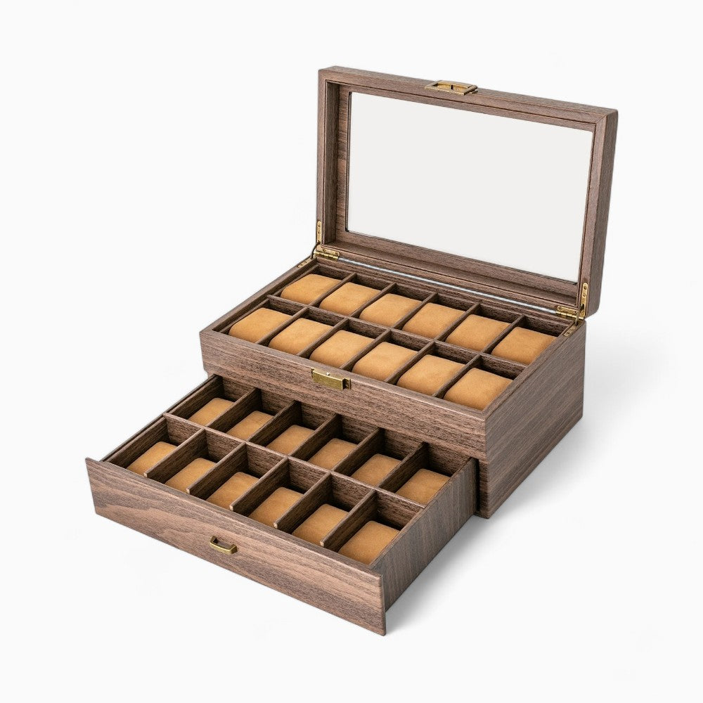 Boîte À Montres En Bois À Deux Niveaux