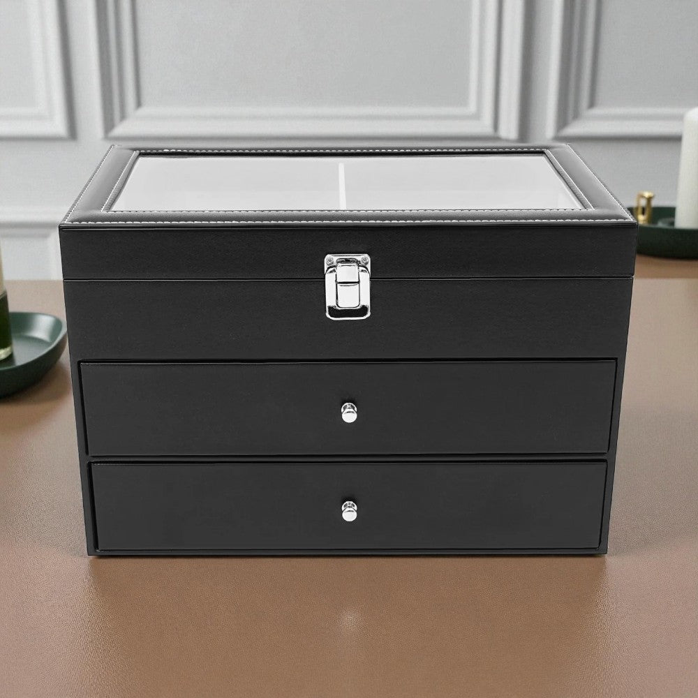 Coffret de Rangement Montres et Lunettes Avec Tiroir