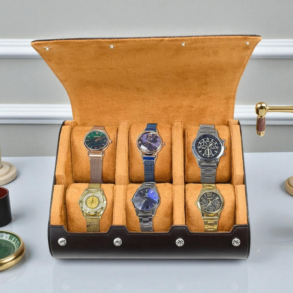 Boîte à Montres Portable En Cuir Intérieur Velours