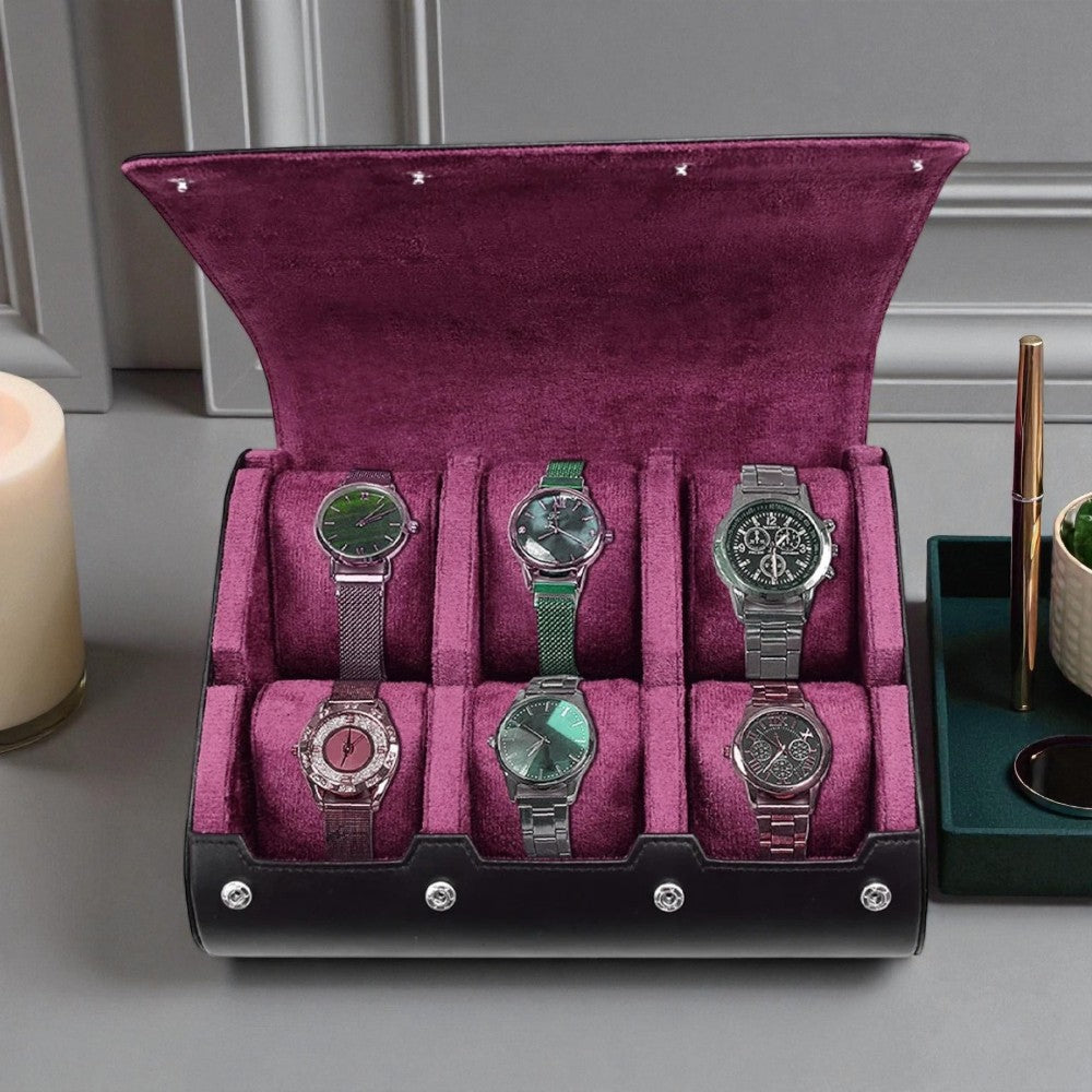 Boîte à Montres Portable En Cuir Intérieur Velours
