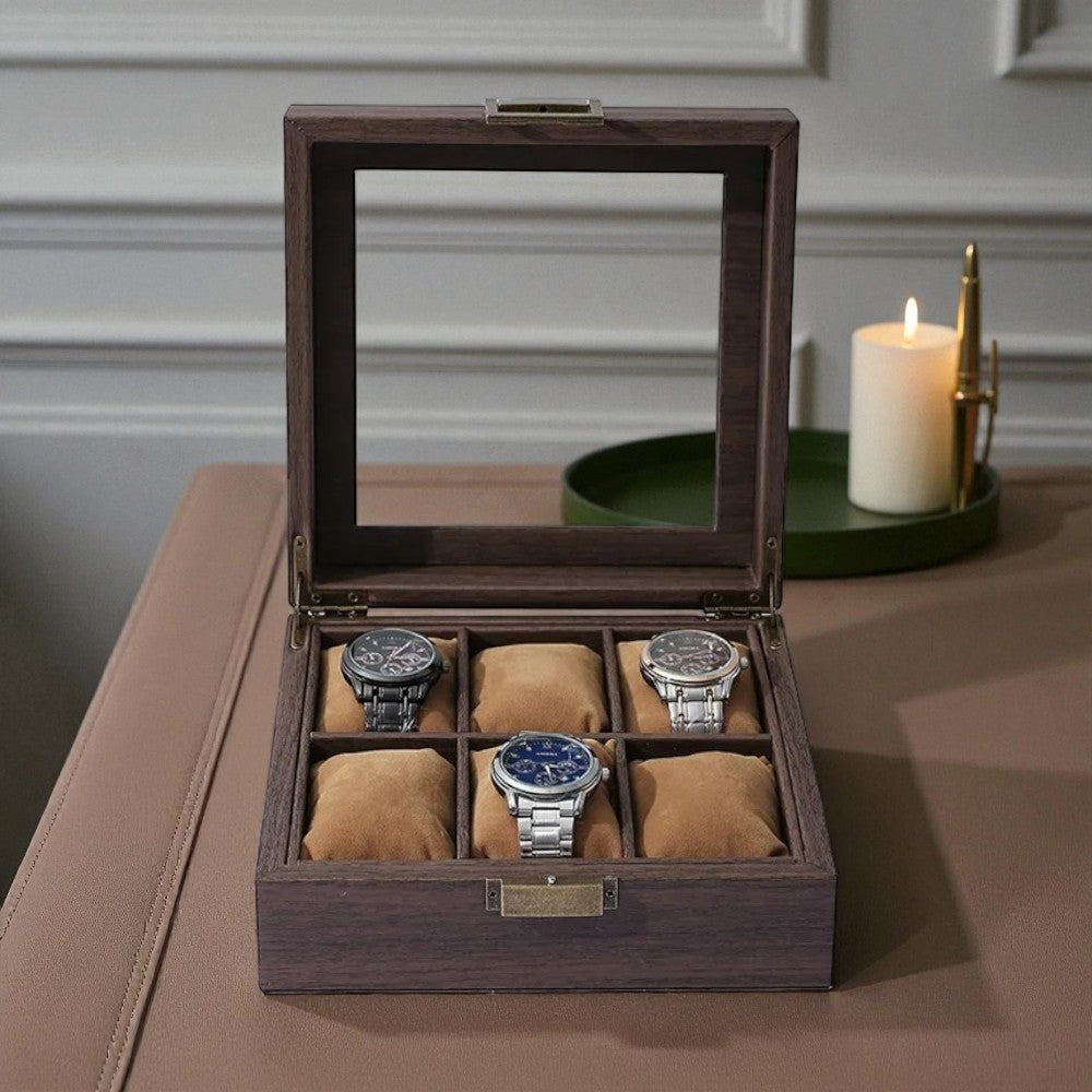 Boîte À Montres En Bois Avec Coussins En Velours