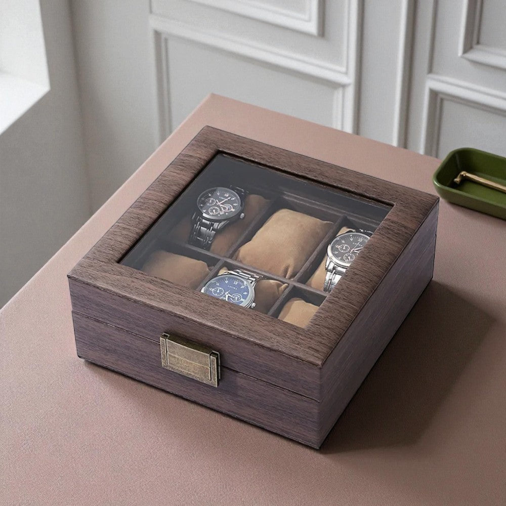 Boîte À Montres En Bois Avec Coussins En Velours