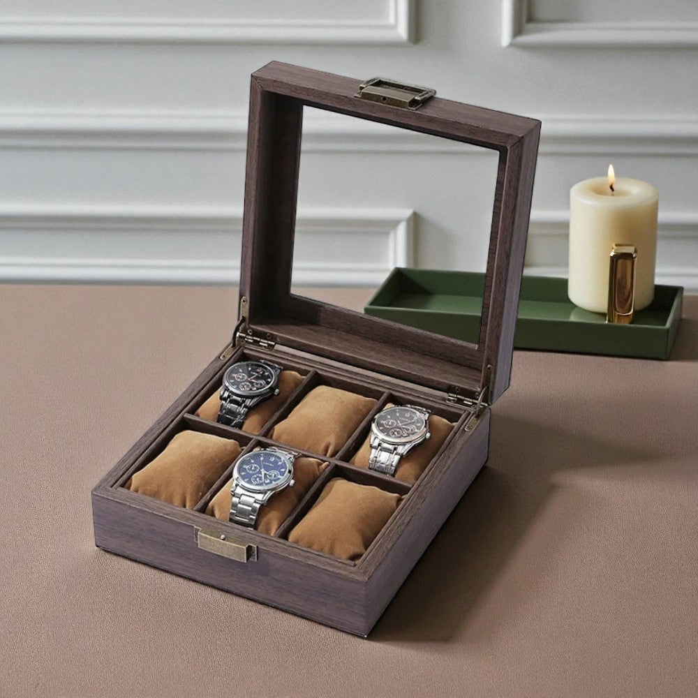 Boîte À Montres En Bois Avec Coussins En Velours