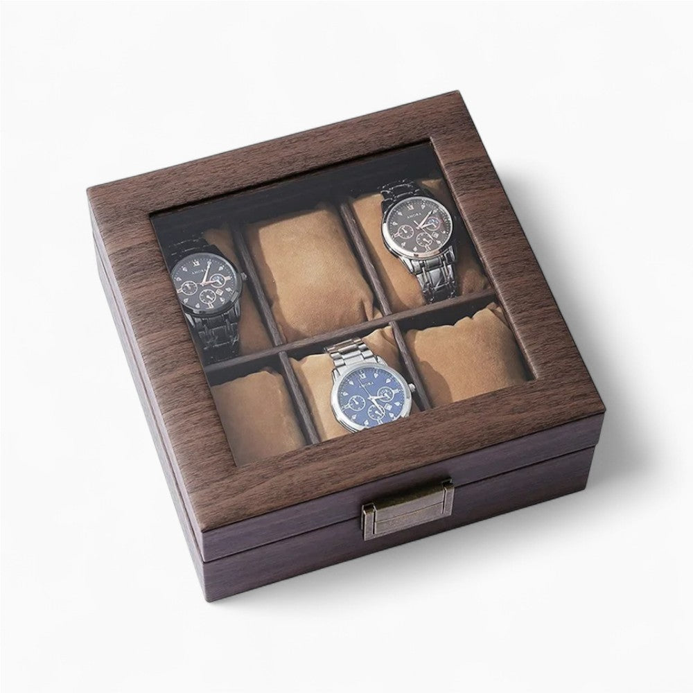 Boîte À Montres En Bois Avec Coussins En Velours