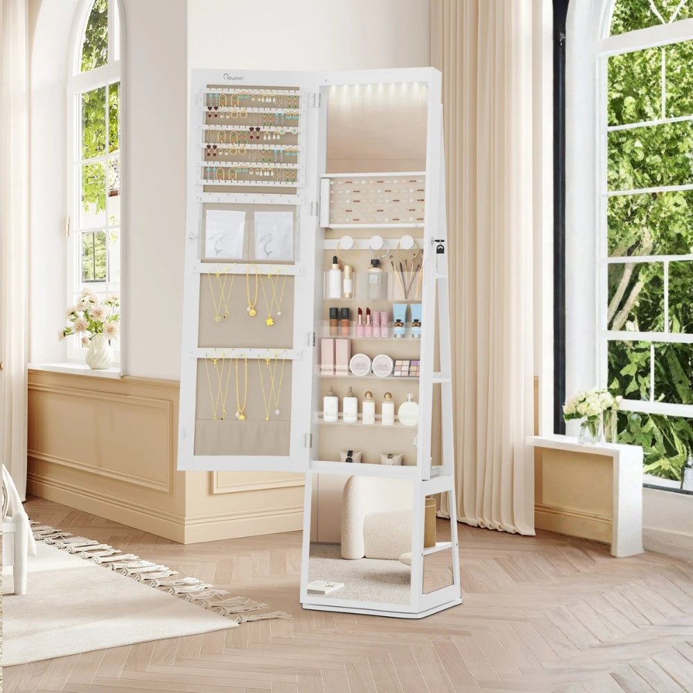 Armoire À Bijoux Sur Pied Avec Miroir Et Led