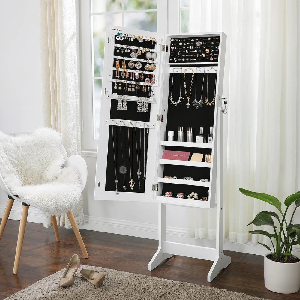 Armoire À Bijoux Avec Miroir Et Espaces De Rangement Variés