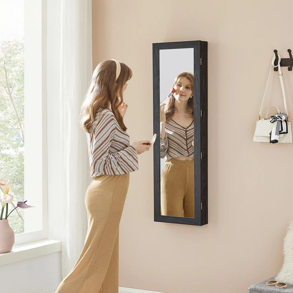 Armoire À Bijoux Murale Bois Noir Avec Miroir
