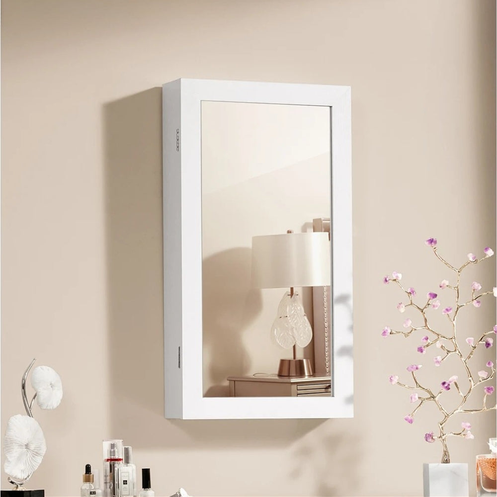 Petite Armoire À Bijoux Blanche Murale Avec Miroir
